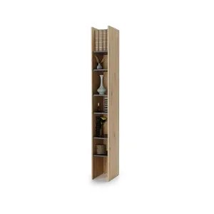 ספרייה צרה עם שישה מדפים Lenart Bed Concept BC-24 בגימור אלון ארטיזן ושחור