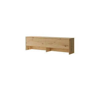 יחידת אחסון עילית Lenart Bed Concept BC-09 בגוון אלון ארטיזן, מבט סגור עם שתי דלתות קלפה ושתי נישות פתוחות