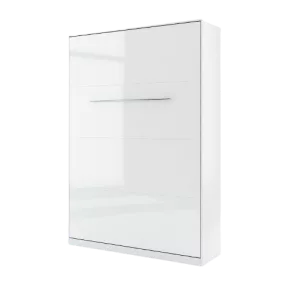מיטה זוגית מתקפלת לקיר אנכית 140×200 בגימור לבן מבריק | CP-01 | Concept Pro | Lenart