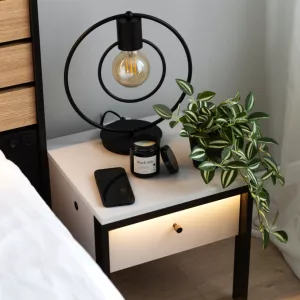 שידת לילה עם מגירה ותאורה GRIS LED