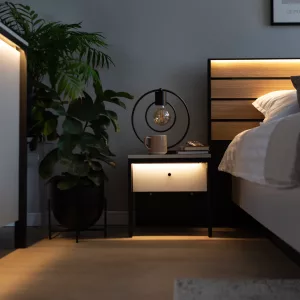 שידת לילה עם מגירה ותאורה GRIS LED