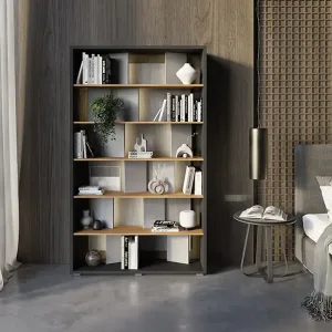 כוננית פתוחה FP-01 מסדרת FITT עם תאורת לד בגוון גרפיט ואלון לינארי
