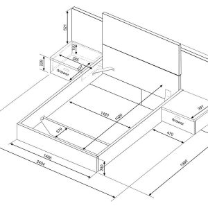 מיטה מרחפת נולה 140×190  עם תאורת לד FLOAT