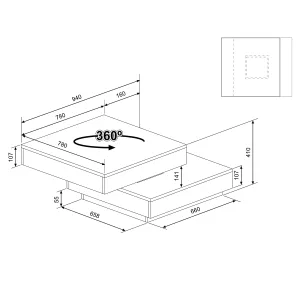 שולחן קפה Soho עם משטח מסתובב עליון