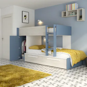 מיטת קומותיים עם ארון ומגירות