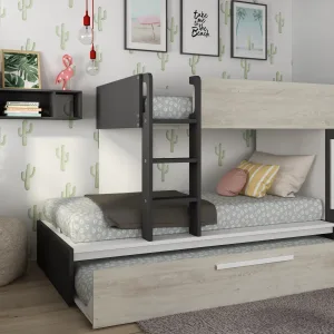 מיטת קומותיים עם ארון ועם מיטה נשלפת נוספת