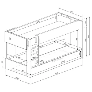 מיטת קומותיים 90×200 עם מיטה נשלפת נוספת