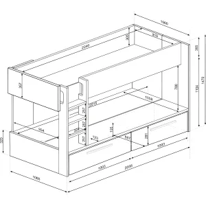 מיטת קומותיים עם מגירות