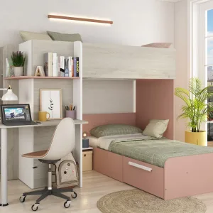 מיטת קומותיים עם שולחן כתיבה וארון