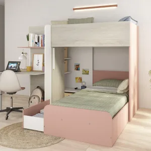 מיטת קומותיים עם שולחן כתיבה וארון