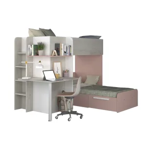 מיטת קומותיים עם שולחן כתיבה וארון