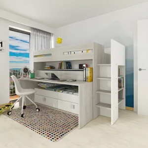 מיטת קומותיים עם שולחן כתיבה