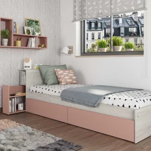 מיטה בגודל 90×190 עם שידה ומגירות