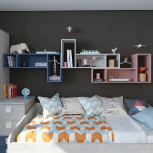 מדף קיר 98×24 עם שלושה תאים