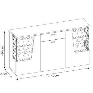 קומוד עם תאורה 165 ס"מ CUT OUT