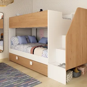 מיטת קומותיים עם מיטת חבר נשלפת 190×90 EASY Oak