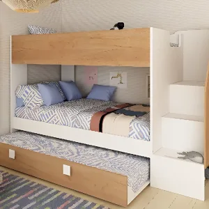 מיטת קומותיים עם מיטת חבר נשלפת 190×90 EASY Oak