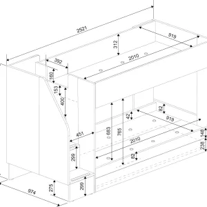 מיטת קומותיים עם מיטת חבר נשלפת 200×90 EASY Oak
