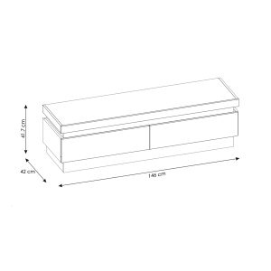 שידת טלוויזיה רחבה עם שתי מגירות ותאורה מדגם LYON JASNY