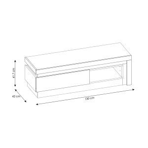 שידת טלוויזיה עם מגירה ותאורה מדגם LYON JASNY