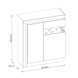 ויטרינה רחבה נמוכה ימנית עם תאורה מדגם LYON JASNY
