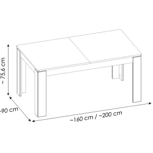 שולחן אוכל נפתח 160–200 ס"מ NORICA