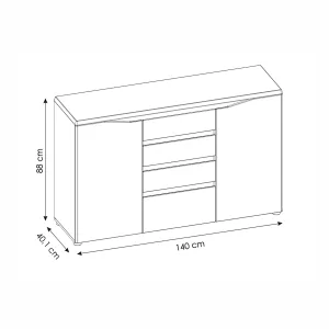 קומודה TOLEDO 140 – עיצוב מודרני ואחסון חכם
