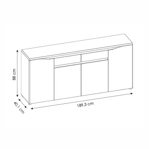 קומודה TOLEDO 190 – אחסון מרווח בעיצוב מודרני