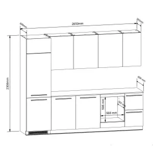 סט מטבח MILINO Medium A – 285, אפור/אלון עם משטח עבודה