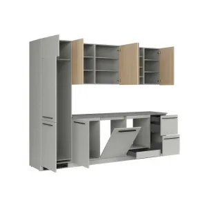 סט מטבח MILINO Medium A – 285, אפור/אלון עם משטח עבודה