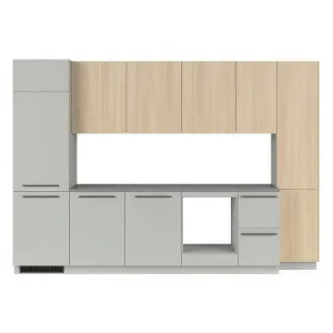 סט מטבח MILINO Medium B – 332, אפור/אלון עם משטח עבודה