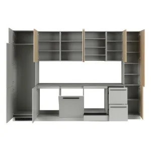 סט מטבח MILINO Medium B – 332, אפור/אלון עם משטח עבודה