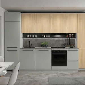 סט מטבח MILINO Medium B – 332, אפור/אלון עם משטח עבודה