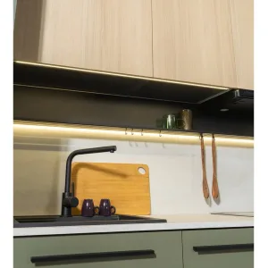 מדף מתכתי עם תאורת LED – 225, שחור, למטבח MILINO