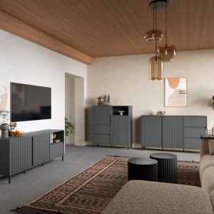 שידת טלוויזיה AVENALE בגימור אנתרציט – עיצוב מודרני עם עומק ואופי