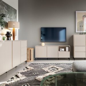 שידת טלוויזיה AVENALE בגוון קשמיר – חמימות עיצובית ונוחות מודרנית