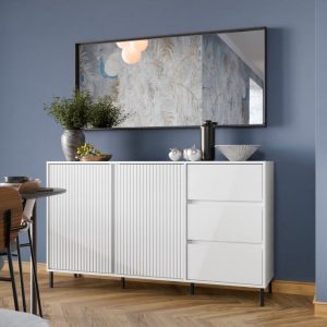 קומודה מודרנית AVENELE בגימור לבן מבריק