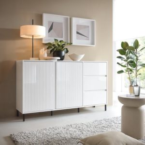 קומודה מודרנית AVENELE בגימור לבן מבריק