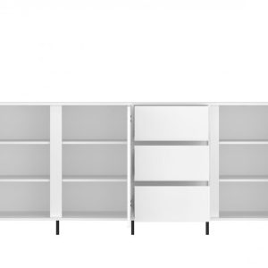 קומודה רחבה AVENELE בלבן מבריק – עיצוב יוקרתי ואחסון חכם