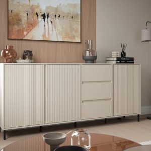 קומודה רחבה AVENALE בגימור מט צבע קשמיר – אחסון חכם ועיצוב מודרני