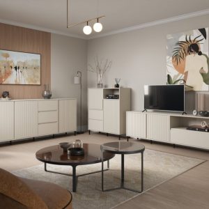 קומודה רחבה AVENALE בגימור מט צבע קשמיר – אחסון חכם ועיצוב מודרני