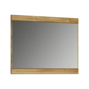 מראת קיר מלבנית – דגם Cortina, עם מסגרת עץ טבעי ואופציה לתאורת LED