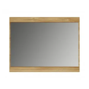 מראת קיר מלבנית – דגם Cortina, עם מסגרת עץ טבעי ואופציה לתאורת LED