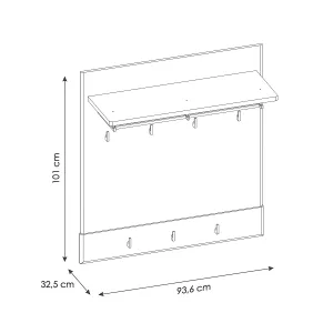 מתלה קיר עם מדף עליון, מוט תלייה ו-7 ווי תלייה – דגם Cortina