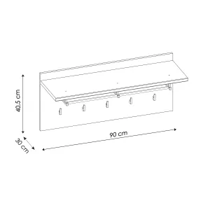 פאנל קיר עם מדף ומתלה תלייה – דגם HOLA, לבן ועץ טבעי