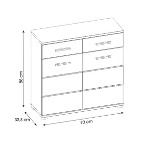 קומודה דו-דלתית עם מגירות – דגם HOLA, לבן ועץ אלון