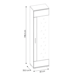 ארון צר עם מראה – דגם HOLA, לבן ועץ אלון