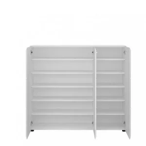 שידת נעליים גבוהה עם 3 דלתות – דגם MERANO, לבן מבריק