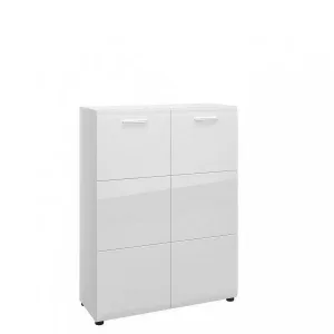 שידת נעליים גבוהה עם 2 דלתות – דגם MERANO, לבן מבריק