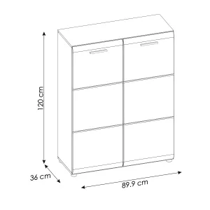 שידת נעליים גבוהה עם 2 דלתות – דגם MERANO, לבן מבריק